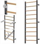 Kipika Gymnastic Stall Bar - 2"x2" Swedish Ladder with 1" Hole, Wall Mounted Pull-up Bar Ladder S...