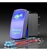Rocker Switch Offroad Lights,Laser Etched Toggle Switch ON/Off SPST 5Pin 12V 24V Switch Jumper Wi...
