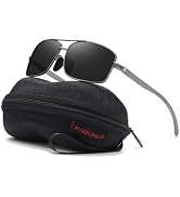 FAGUMA Ultralight Al-Mg metal Frame Sunglasses For Men Rectangular Polarized UV400 Protection