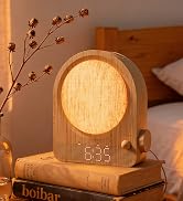 Vivilumens Gradual Sunrise Alarm Clock & White Noise Sound Machine for Better Sleep - Wood Grain ...