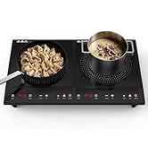 Waatfeet Double Induction Cooktop,Portable Induction Cooker with 2 Burner Independent Control,Ult...