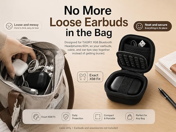 Earbud Case for TAGRY X08 Bluetooth Headphones