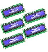 5 Pcs LCD Display Module 1602 16x2 Character I2C Display Blue Backlight LCD Screen for Arduino Ra...