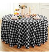 Essifunia Waterproof Plaid Tablecloth Fabric - Round 120 Inch Classic Gingham Checker Table Cloth...