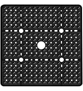 Naoloture Large Black Square Shower Mat Non Slip 27 x 27 Inch, Soft Bath Mat Tub Mat for Inside S...