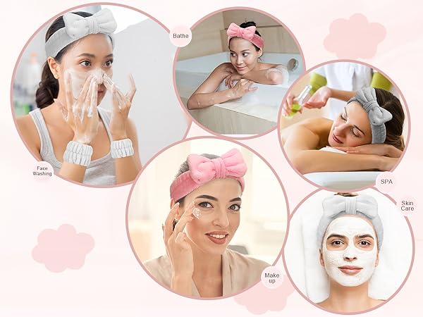 Women's Wrist Towels for Washing Face, Microfiber Spa Wash Towel Band, Absorbent Wristbands