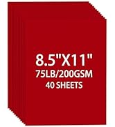 Cardstock 8.5 X 11, 40 Sheets Christmas Red Card Stock, 75lb/ 200gsm Copy Paper, Cardstock Printe...