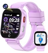 Smart Watch for Kids, 4G Kids Smartwatch with GPS Tracker Calling (Purple) | WIFI/Voice/Video Cha...