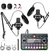 ALSO GO Upgraded Podcast Microphone Bundle, Podcast Equipment Bundle for 2, Recording Studio Equi...