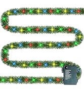 TW SHINE 30 FT Pre-Lit Christmas Garland Decorations, 100 LED Lighted Artificial Pine Garlands wi...