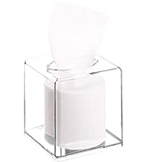 Acrylic Tissue Dispenser Box Cover Holder Clear Square Napkin Organizer for Bathroom, Kitchen and...