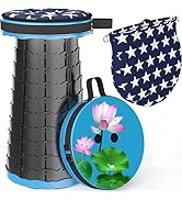 ALEVMOOM Upgraded Portable Collapsible Folding Stool with Cushion Retractable Telescoping Stool f...