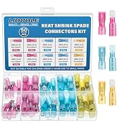 LIDUOLE Heat Shrink Spade Connectors 22-10 AWG Female Male Spade Terminal Kit Insulated Crimp Ele...