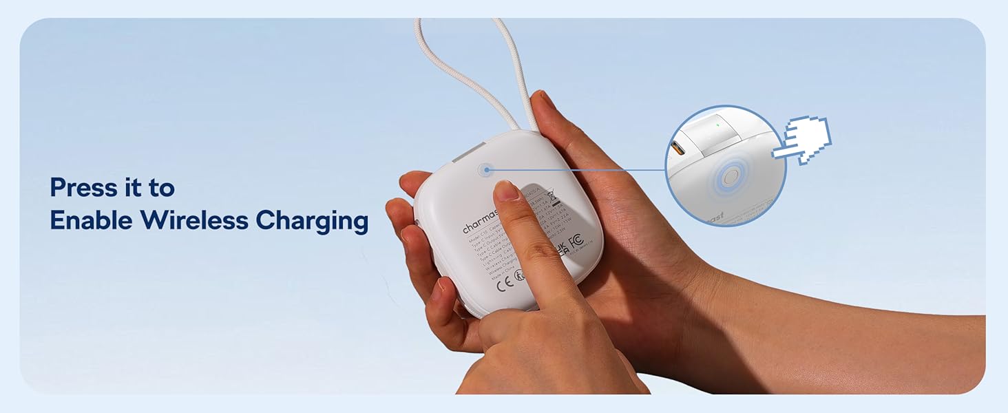 press to enable wireless charging