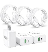 iPhone 17 16 15 Charger Fast Charging, 3-Pack 45W Dual Port GaN USB C Wall Charger Block Cube wit...