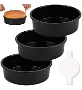 HUAKENER 8 Inch Cake Pan - Set of 3 Round Cake Pans with 100 Pieces Parchment Paper, Non-stick Ca...