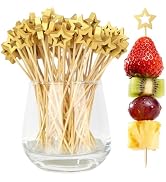100PCS Gold Star Cocktail Picks, Decorative Fancy Toothpicks for Appetizers, 5.2 Inch Long Bamboo...