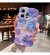 QLTYPRI Case for iPhone 11, Laser Colorful Retro Oil Painting Flower Pattern Cute Curly Wave Fram...