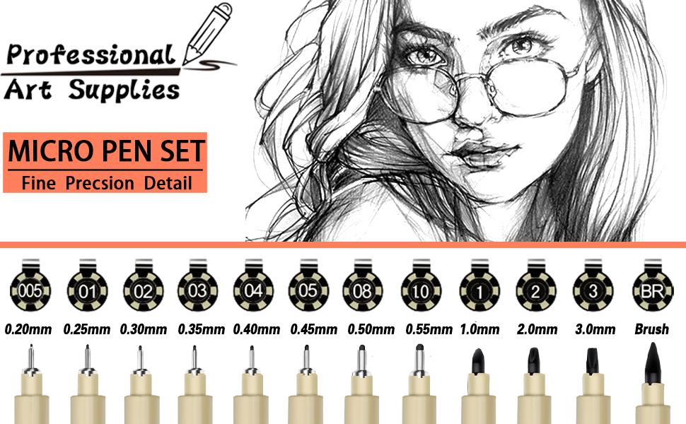 Micro Pen Set 12 Tip Sizes