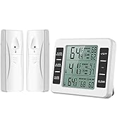 JXTZ Refrigerator Thermometer, Freezer Thermometer with Alarm, Fridge Thermometer Digital with 2 ...