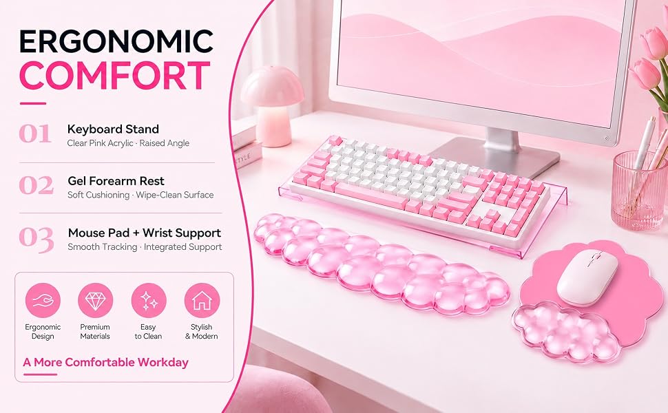 keyboard wrist rest wrist support gel pad cloud keyboard riser stand desk acrylic mouse pad