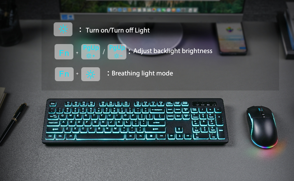 wireless backlit keyboard and mouse