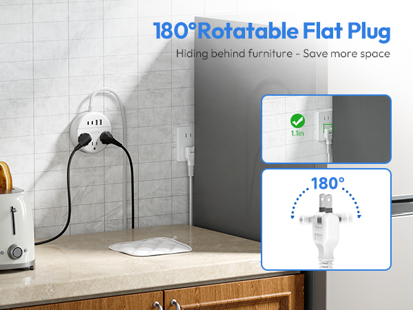 180°Rotatable Flat Plug