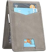 Slim Minimalist Front Pocket Wallet with Money Clip for Men, Genuine Leather RFID Blocking