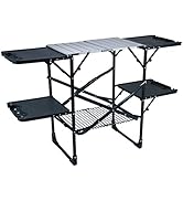 GCI OUTDOOR Slim-Fold Cook Station | Portable Folding Kitchen Table with a Heat Resistant Tableto...