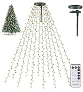 TW SHINE Christmas Tree Lights, 448 LED Christmas Waterfall Tree Topper Lights with 8 Lighting Mo...