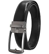 JIFANPAUL Men’s Leather Ratchet Belt Holeless Adjustable Slide Buckle Dress Casual Belt for Offic...