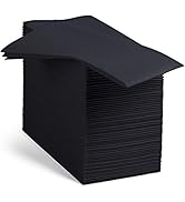 100 Linen-Feel Black Paper Napkins - Decorative Cloth-Like Black Dinner Napkins - Soft And Absorb...