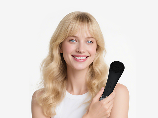 Rechargeable Silicone Face Scrubber with Heat Massage End