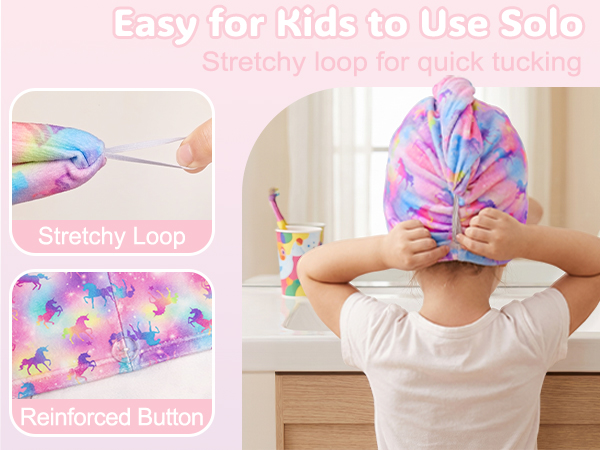 Microfiber Hair Towel Wrap for Kids 2 Pack