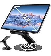 LENTION Adjustable iPad Stand for Desk, Ultra Slim Foldable 360° Rotation Tablet Holder with Meta...