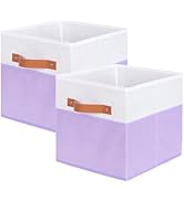 ShellKingdom Storage Bins, Two-Tone Foldable Fabric Storage Cubes with Leather Handle for Closet ...