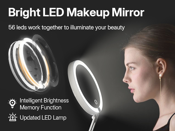 travel mirror with light