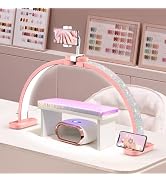 LIONVISON Half Moon Light for Nail Tech: 31 inch Lash LED Lamp with Phone Holder - 48W Foldable A...