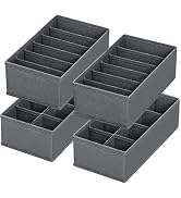 FAMALAHEE 4 PACK Sock Underwear Drawer Organizer Dividers, Collapsible Cabinet Closet Storage Box...