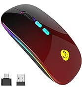 LED Wireless Mouse Bluetooth &2.4GHz Instant Connection,Rechargeable Ultra Silent Slim,3 Adjustab...