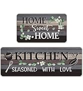Livcoz Sweet Home Kitchen Rugs Set of 2, Kitchen Seasoned with Love Cooking Utensil Mats Home Dec...