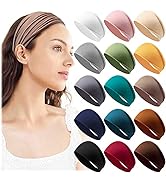 15 Pack Headbands for Women Elastic Hair Bands Workout Running Turban Headwrap Non Slip Sweat Yog...