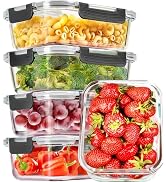 CEKEE Glass Meal Prep Containers with Lids, 5 Pack 36 OZ Glass Food Storage Containers, Airtight ...