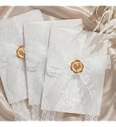 UNIQOOO 50 Sets Wedding Invitation Kit, White Floral Vellum Jackets for 5x7 Invitations w/Lace Ri...