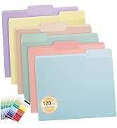 Color File Folders, 1/3-Cut Tabs, Letter Size, 6 Colors Organizer File Folders for School Home Of...
