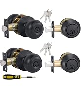 2 Sets All Keyed Alike Entry Door Knobs and Single Cylinder Deadbolt Lock Combo Set, Security for...