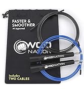 WOD Nation Adjustable Speed Jump Rope For Men, Women & Children - Blazing Fast Fitness Skipping R...