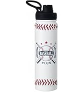 Insulated Stainless Steel Water Bottle with Straw, Baseball Water Bottle 24 oz, Leak-Proof & BPA-...