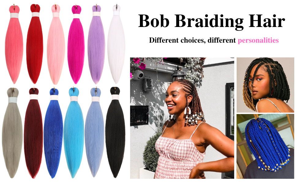 BOB braiding hair pre stretched hair easy to hot water setting