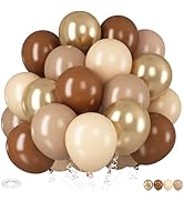 HILAVO Brown Gold Balloons, 12 inch Double Stuffed Brown Gold and Cream Beige Balloons for Neutra...